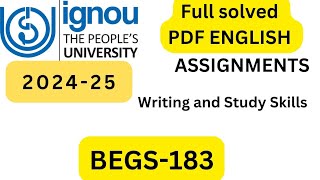 BEGS183 SOLVED ASSIGNMENT 202425 [upl. by Alden403]