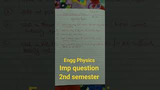 Engineering physics  2nd semester Important questions [upl. by Aetnahc]