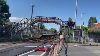 High pitched alarm amp old GWE barriers Bedhampton level crossing Hampshire [upl. by Tade]