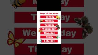 DAYS OF THE WEEKvocabulary english englishspeaking entertainment status study students [upl. by Gnil]