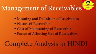 Management of Receivables in HINDI  BcomMcomMBABBA [upl. by Hibbert]