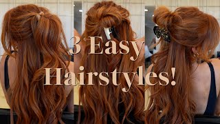 3 Easy Claw Clip Hairstyles [upl. by Tisbee]