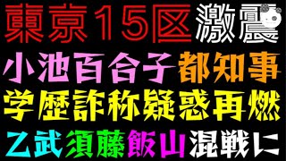 【東京15区激震】小池百合子都知事、学歴詐称疑惑再燃！！『乙武洋匡』『須藤元気』『飯山陽』思惑乱れて、混戦に [upl. by Manas776]