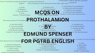 MCQS ON PROTHALAMION BY EDMUND SPENSER [upl. by Redla]