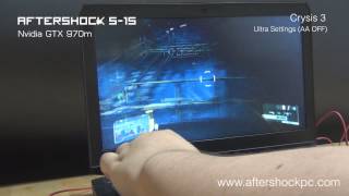 AFTERSHOCK S15 Nvidia GTX 970m Game Benchmark Test [upl. by Otrebilif]