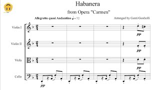 Habanera from quotCarmen Suite No 2quot by Georges Bizet String QuartetSheets [upl. by Attlee496]