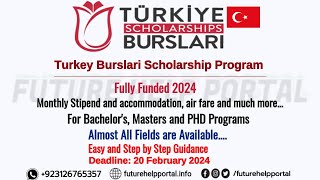 Turkey Burslari Scholarship Program 2024  Benefits of Turkey Burslari Scholarships 2024 [upl. by Luba]