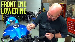 2017 GSXR1000 S2B Episode 9 P2 – Front End Lowering [upl. by Ahsinek]