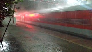 Dangerous Sampoorna kranti express in heavy rain at full speed flat 130kmph [upl. by Digirb]