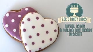 Royal icing a polka dot heart biscuit How To Tutorial Zoes Fancy Cakes [upl. by Alyal366]