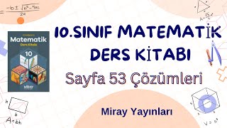 10Sınıf Matematik Ders Kitabı Sayfa 53 ÇözümleriCevapları  Miray Yayınları [upl. by Farmann]