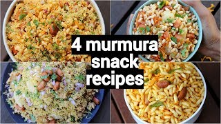 4 bhel snack recipes  murmura recipes  quick and easy snack recipes with murmura [upl. by Alisun]