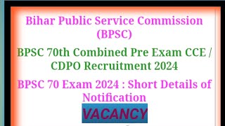 BPSC 70th Exam notification 2024civilserviceexam [upl. by Fredi]