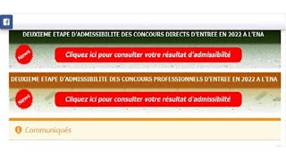 Concours ENA Deuxième Etape  Résultats Disponibles Maintenant  Consulter [upl. by Siuraj27]
