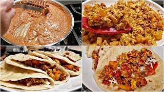 Homemade Breakfast Tacos  Chorizo Egg and Potato Tacos  How to Make Refried Beans [upl. by Fisoi]