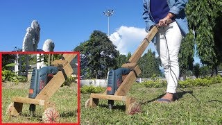 How to make a lawn movergrass cutter from a drill machine [upl. by Atilrak]