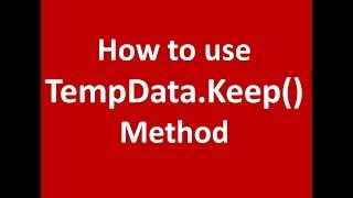 How to use TempDataKeep Method [upl. by Inilam]