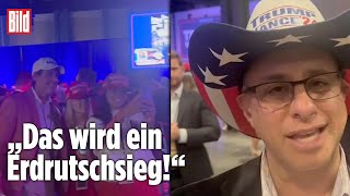 USWahl TrumpAnhänger auf WahlParty sind siegessicher [upl. by Tnirb661]