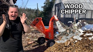 Using a WOOD CHIPPER TO CLEAR LAND 4 acres [upl. by Issiah]