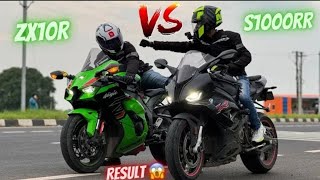 Kawasaki ZX10R vs BMW S1000RR Drag Race Highway Battle😱 [upl. by Iztim]