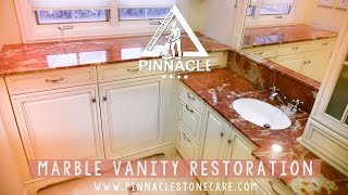 Marble vanity top restoration and polishing by Pinnacle Stone Restoration [upl. by Eiramlatsyrk]