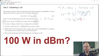 EMC Task 1 a How to convert a power of 100 W into a power level in dB mW [upl. by Ainattirb785]