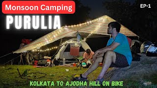 Purulia in Monsoon  Camping at Ajodha Hill  Kolkata to Purulia Bike Ride  EP1 [upl. by Nairdad309]