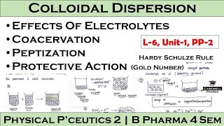 Effect of electrolytes  Coacervation  Peptization  Protective action  L6 U1  PP 2  4th Sem [upl. by Helm190]