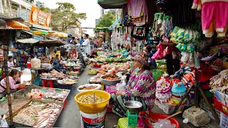 Ever Seen Cambodian Fish amp Seafood Market In Early Morning Dry Fish Alive Fish Alive PrawnampMore [upl. by Enylekcaj]