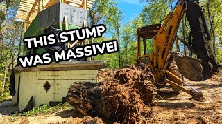 Stump Removal Round 2  Can my Old Backhoe Excavate This Thing Out [upl. by Orwin]