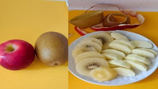 🍎🍎PEELING ampSLICING KIWI amp APPLE 🥝🍎 satisfying foryou [upl. by Idnahk410]