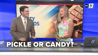 News anchors test pickle prank candy [upl. by Adai]