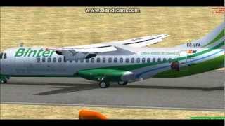 Binter Canarias ATR 72 Landing In To Fuerteventura FSX 720PHD [upl. by Fitzger]