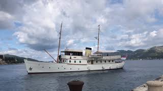 Yacht “Blue Bird of 38” departing Korcula port [upl. by Ecyt146]