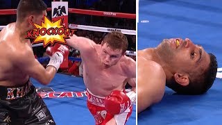 Incredible slowmo Canelo Alvarezs BRUTAL knockout of Amir Khan [upl. by Orva]