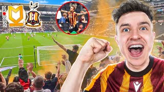 PYROS amp LIMBS as THE BANTAMS BEAT PROMOTION FAVOURITES  MK Dons 12 Bradford City Match Vlog [upl. by Kanal]