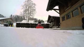 Snow plowing  John Deere 1950  Honda 2216  GoPro Hero 4 Black [upl. by Nolyaj333]