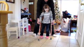 Cerebral Palsy Nina learns forearm crutches [upl. by Tattan]