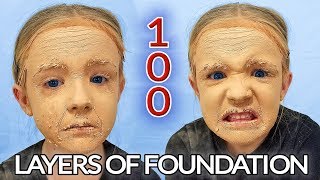 100 Layers of Foundation and Powder Challenge Unrecognizable [upl. by Irak]