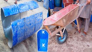 Making Wheelbarrows Out Of Old Oil Drums  How To Make Wheelbarrows [upl. by Ethelind307]