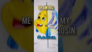 Drawing Flounder Me Vs My cousin Dibujando a Flounder Yo Vs Mi prima [upl. by Eisdnil]