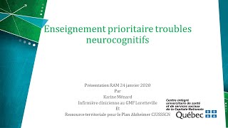 Enseignement prioritaire troubles neurocognitifs [upl. by Ertnom]