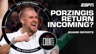 Shams Charania Celtics targeting a December return for Kristaps Porzingis 👀  NBA Countdown [upl. by Yesima]