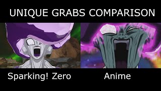 Unique Grabs Origins Side by Side Comparison Dragon Ball Sparking Zero  Anime [upl. by Yrevi]