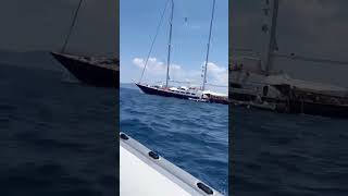 47m Perini Navi sailing yacht Tamarita RUNS AGROUND in Paxos Greece [upl. by Ocsicnarf]