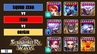 Siege Wars  Squad Zero v Origin v ISSO  Summoners War [upl. by Hayashi]