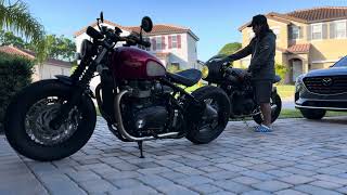 Cold start Triumph Bobber and Thruxton RS [upl. by Oigolue978]