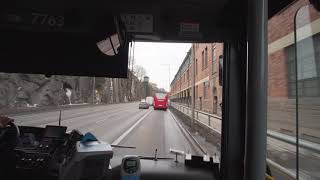 Sweden Stockholm ride with replacement bus for Saltsjöbanan train Henriksdalsberget to Slussen [upl. by Trescha575]