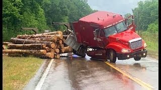 CRAZY DRIVERS FAILS OVERCOME HELLISH OFF ROAD IN BIGGEST LOGGING TRUCKS amp FASTEST TRAINS [upl. by Rocher]