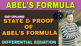 ABELS FORMULA  ABELS FORMULA DIFFERENTIAL EQUATIONS [upl. by Olnee150]